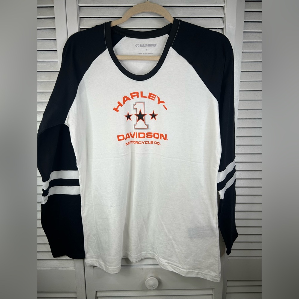 Harley-Davidson Black and White‎ Raglan Tee Size L